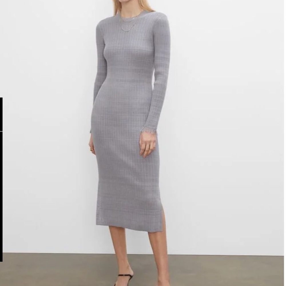 Club Monaco Rib Space-dyed Dress in Silver Gray NEW